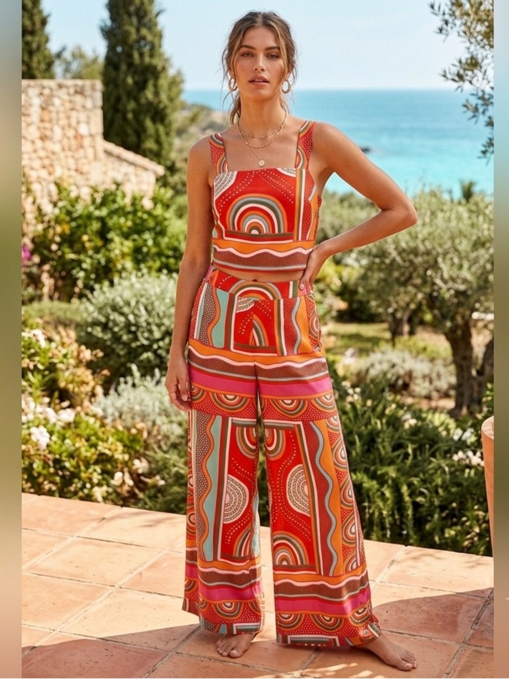 Rose + Olive Boho Rainbow 2 Piece Set - NWT - Top and Bottom